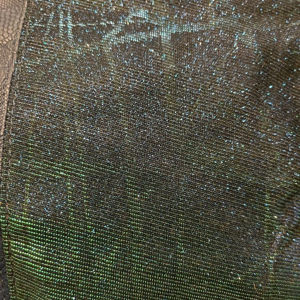 Vintage Ethel & Myrtle Inc. Blue Iridescent Peacock Inspired Tote Handbag